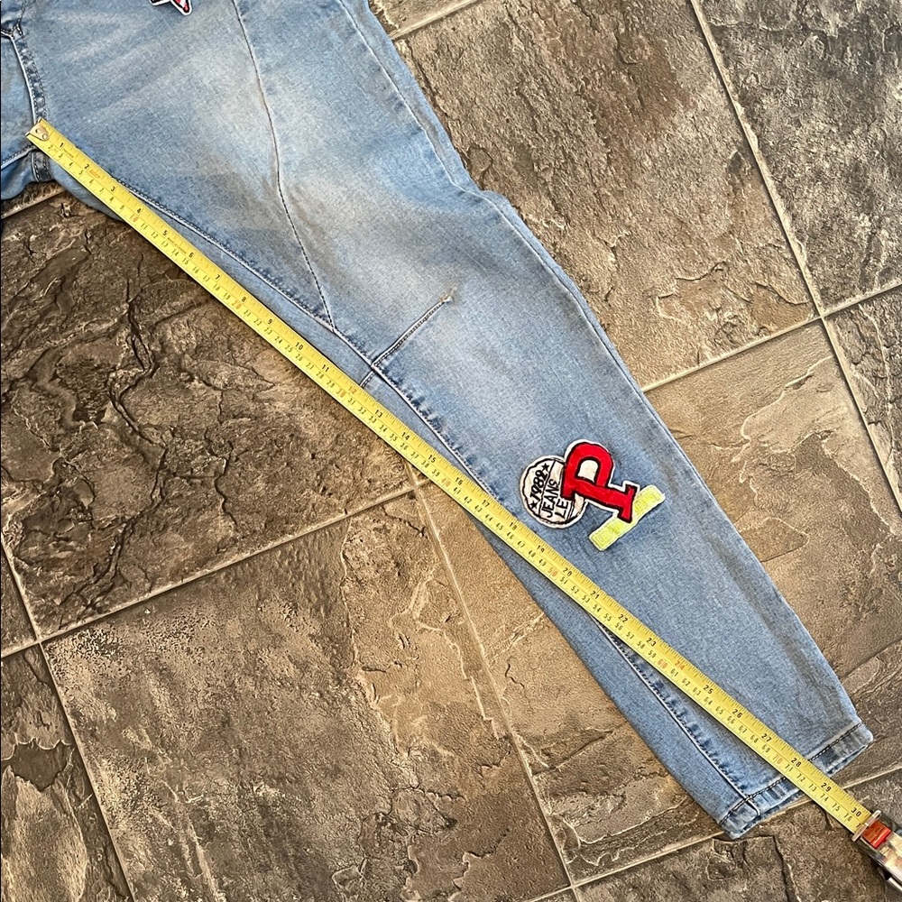 LEXXURY Patch Button-fly Skinny Urban Maximalism Grunge Streetwear Fun Jeans - Picture 14 of 16